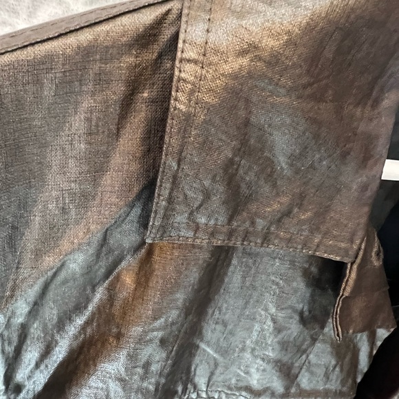 CHICOS WAXXED LINEN COPPER JACKET BLAZER SHORT SLEEVE TOO CUTE EUC SIZE 1 M - Picture 7 of 16